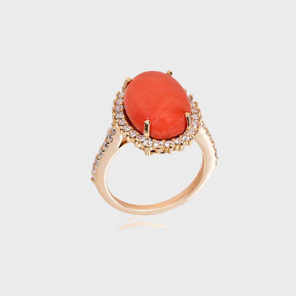Anel Coral Diamantes - Imagem 2