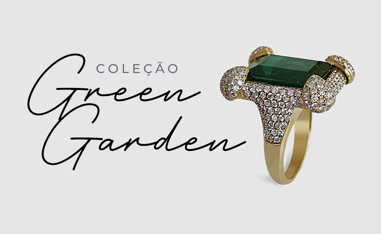 Coleção Green Garden RM anel quadrado turmalina